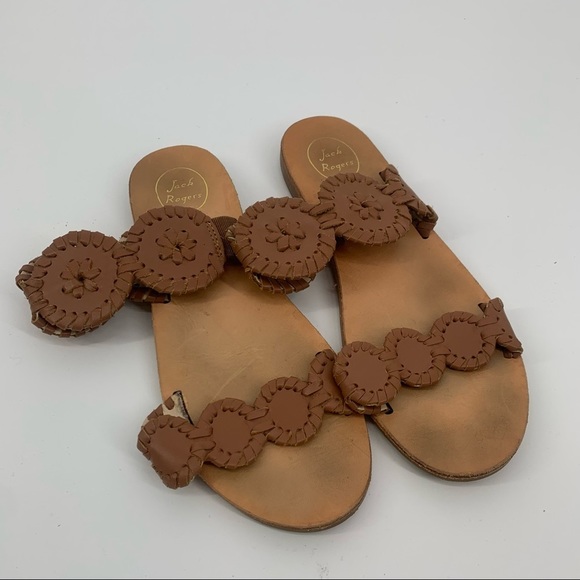 Jack Rogers Brown Leather Sandals Kids 4 Women's 6 - Picture 2 of 4